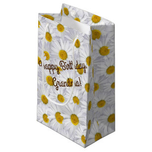 Petit Sac Cadeau collection de marguerites blanches pour anniversai