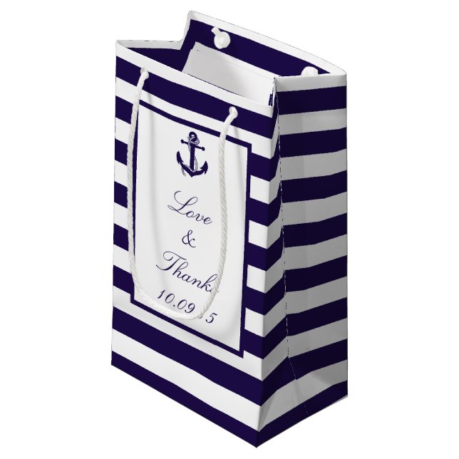 Petit Sac Cadeau Collection de Mariages de la marine d'Ancres nauti (Devant Angle)