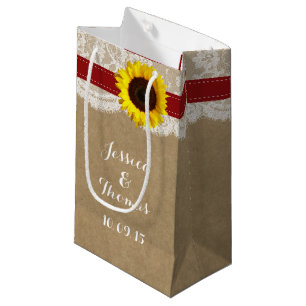 Petit Sac Cadeau Collection de Mariages de tournesol rustique - Rou