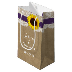 Petit Sac Cadeau Collection de Mariages de tournesol rustique - vio