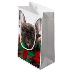 Petit Sac Cadeau Collier de port de Noël de bouledogue français
