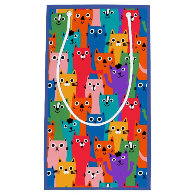 Petit Sac Cadeau Colorful cats (Devant)