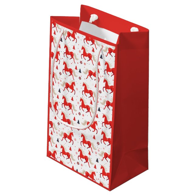 Petit Sac Cadeau Conception de chevaux rouges  (Dos Angle)