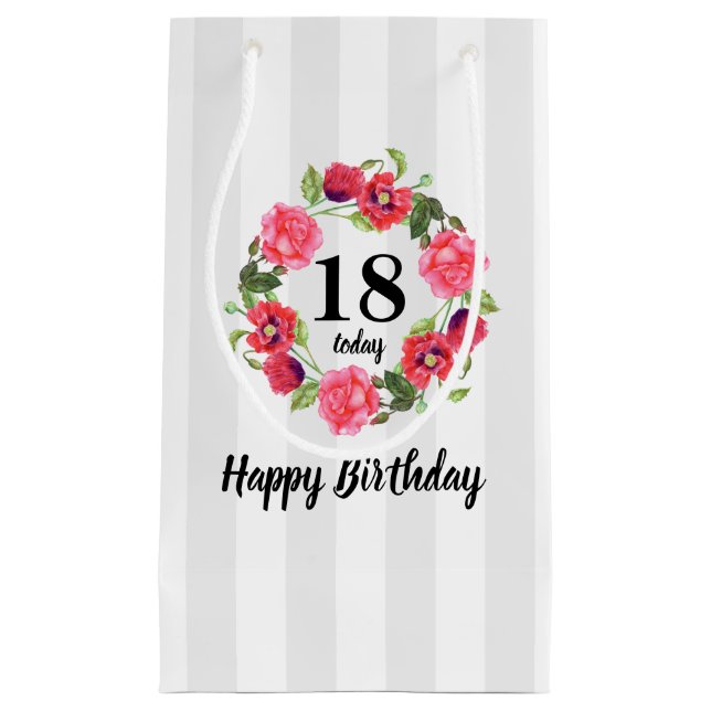 Petit Sac Cadeau Conception de couronne circulaire de fleurs rouges (Devant)