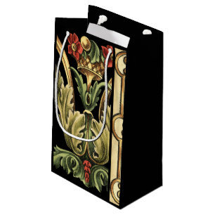 Petit Sac Cadeau Conception florale ornementale avec les frontière