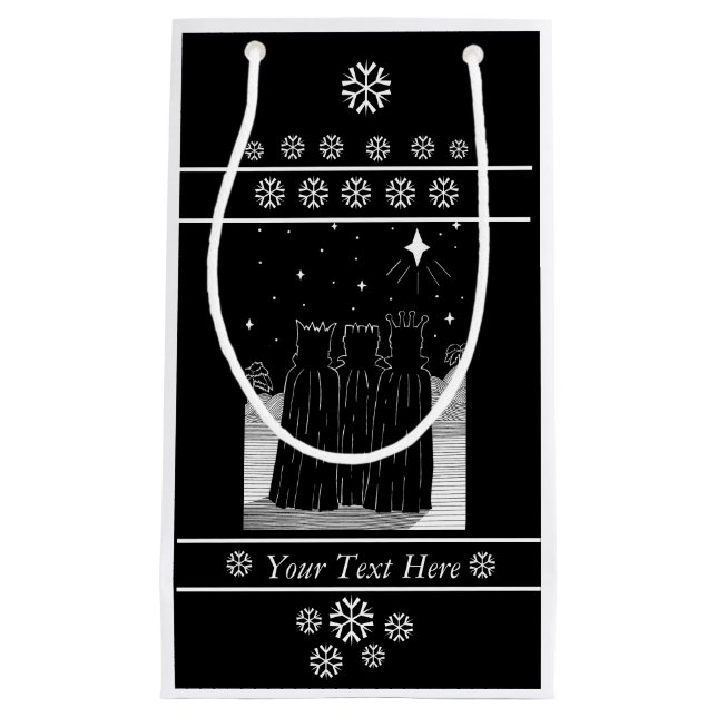 Petit Sac Cadeau Conception noire et blanche de Noël d'étoile de (Devant)