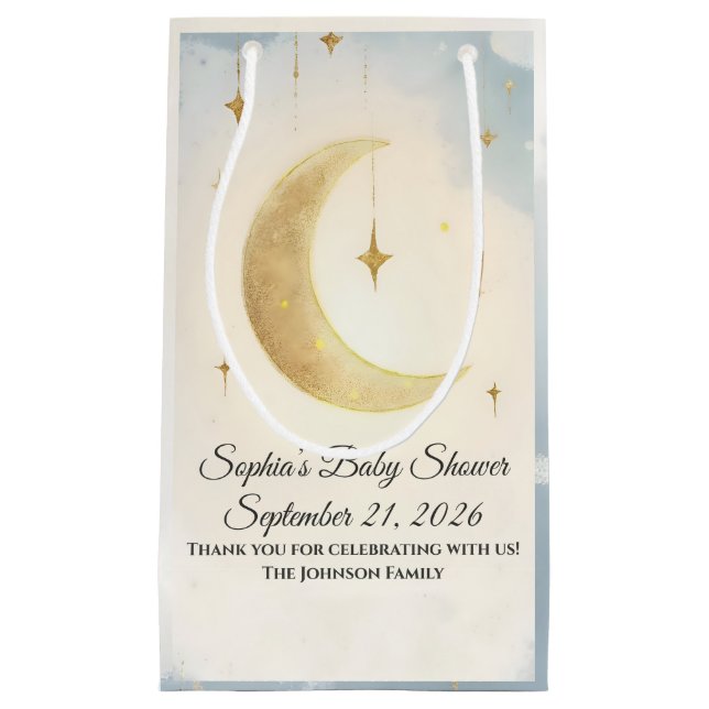 Petit Sac Cadeau Conception personnalisée de lune et de bébé (Devant)