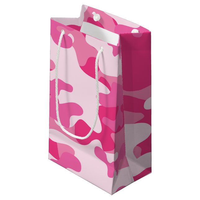 Petit Sac Cadeau Conception rose et blanche de Camo (Devant Angle)