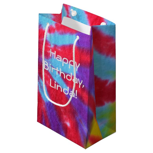 Petit Sac Cadeau conception tie-dye rétro (Devant Angle)
