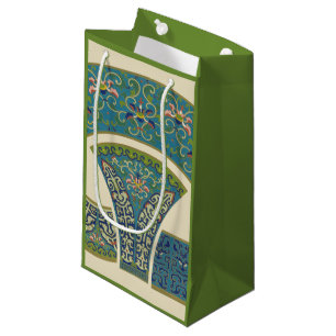 Petit Sac Cadeau Conceptions bleues d'Oriental avec les visages de