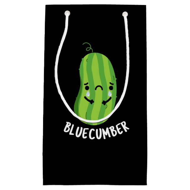 Petit Sac Cadeau Concombre bleu Funny Sad Veggie Cucumber Pun Dark  (Devant)
