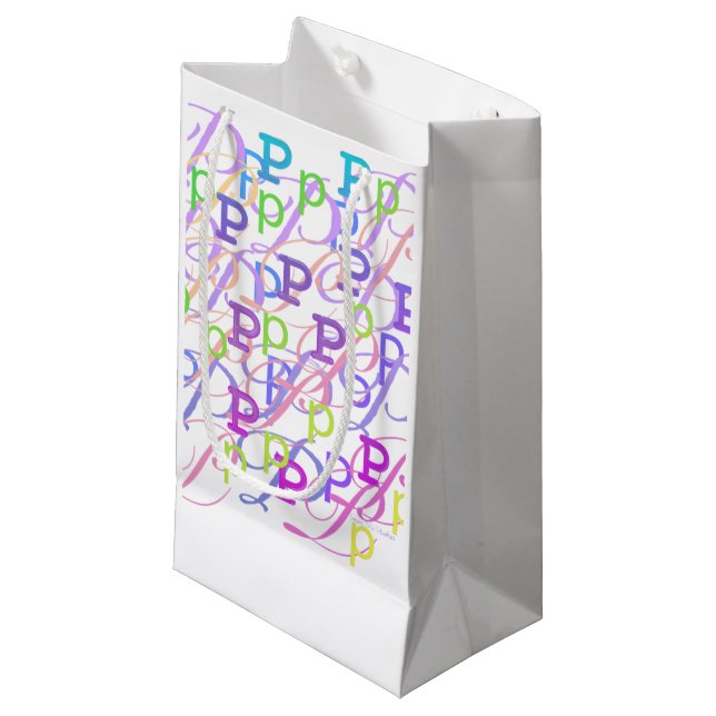 Petit Sac Cadeau Confettis en forme de lettre "P" (Devant Angle)