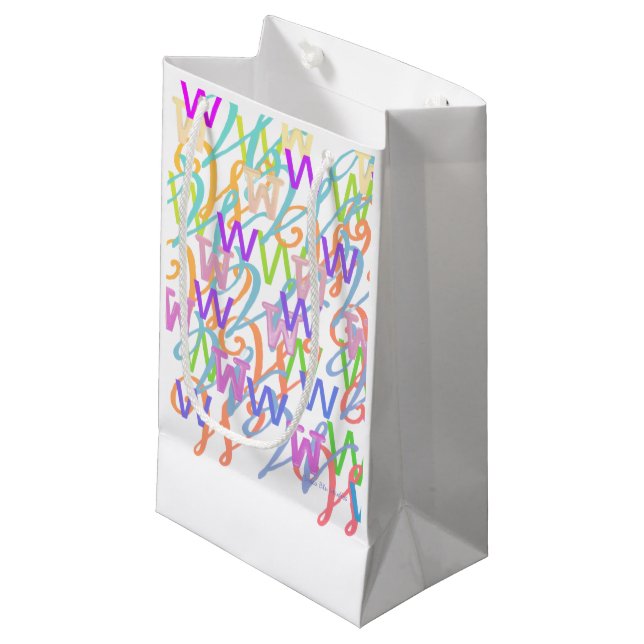 Petit Sac Cadeau Confettis en forme de lettre "W" (Devant Angle)