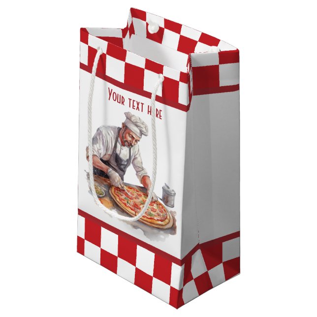 Petit Sac Cadeau Cool chef cuisinier pizzeria fête (Devant Angle)