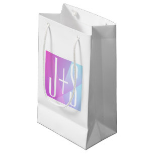 Petit Sac Cadeau Cool Géométrique rose et pourpre Initiales de co