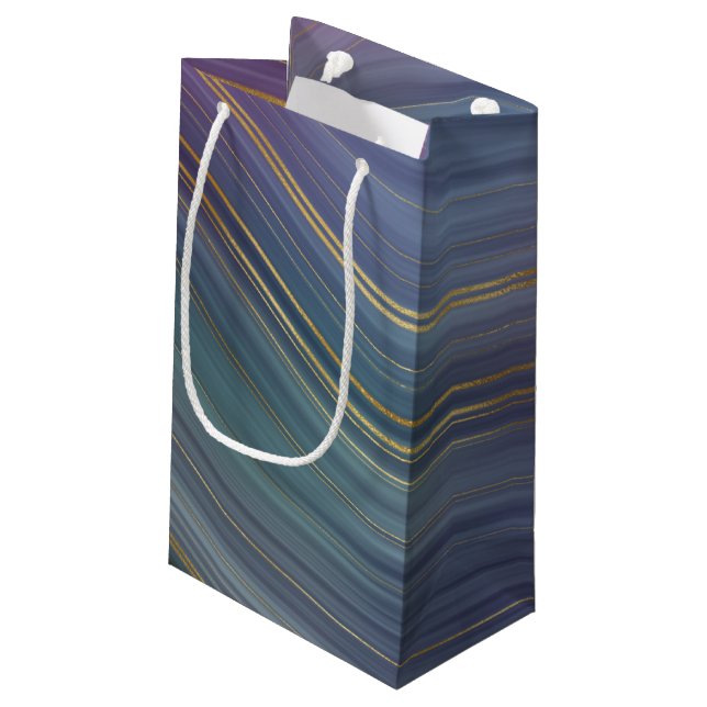 Petit Sac Cadeau Cool Strata | Belle Agate bleu violet et or (Dos Angle)