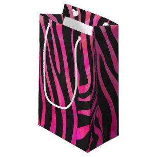 Petit Sac Cadeau Copie de noir et de roses indien de zèbre