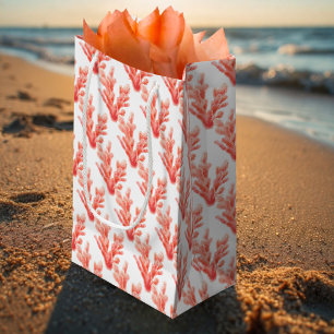 Petit Sac Cadeau Corail de mer à motif répétitif aquarelle