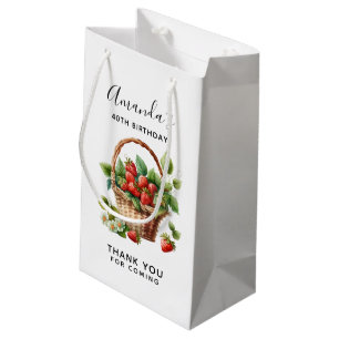 Petit Sac Cadeau Corbeille pleine de Merci de fraises