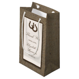 Petit Sac Cadeau Country Rustic Horseshoe Sur Burlap Mariage
