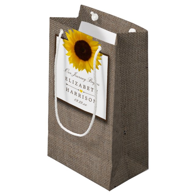 Petit Sac Cadeau Country Rustic Tournesol & Mariage Burlap (Devant Angle)