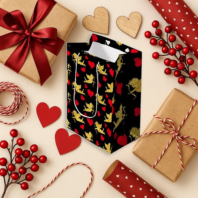 Petit Sac Cadeau Coupe d'Or Cupidon Saint-Valentin (Créateur téléchargé)