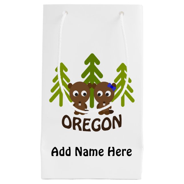 Petit Sac Cadeau Couple castor mignon Oregon (Devant)