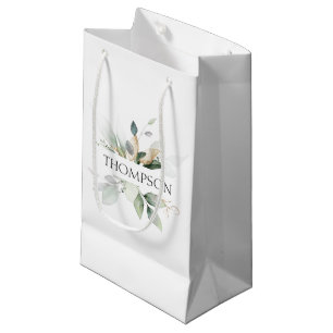 Petit Sac Cadeau Couple de végétation élégante NOM Mariés nouvellem