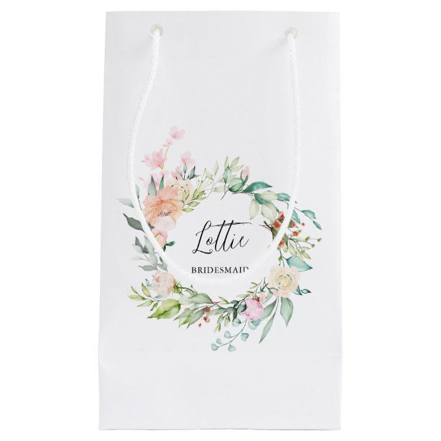 Petit Sac Cadeau Couronne de roses florales Demoiselle d'honneur En (Devant)