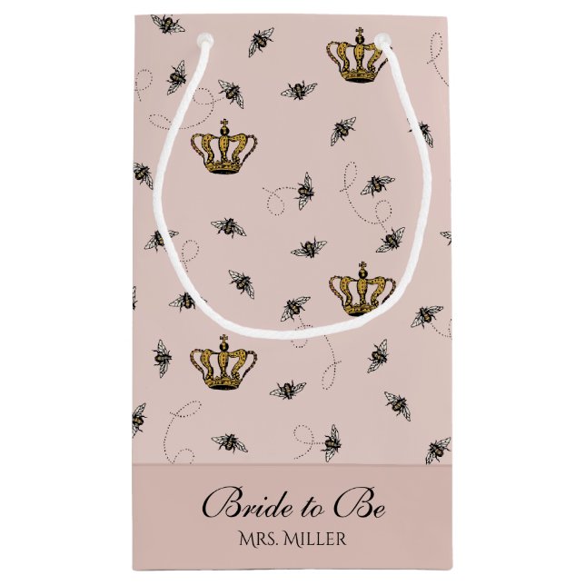 Petit Sac Cadeau Couronne dorée futur Mrs Reine abeille Rose (Dos)