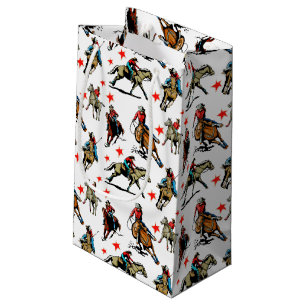 Petit Sac Cadeau Cow-girls occidentales de rodéo sur des chevaux