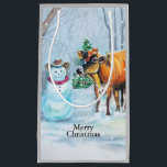 Petit Sac Cadeau Cowboy Snowman & Cow Christmas<br><div class="desc">Inspiré par mon père qui était éleveur dans le Montana. L'art a été créé à l'origine dans un pastel à l'huile par Deborah Miller,  artiste.</div>