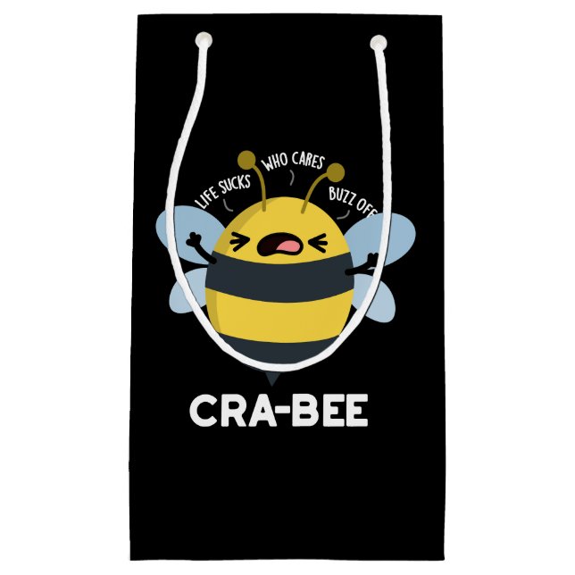 Petit Sac Cadeau Cra-bee Funny Crabby Bee Pun Dark BG (Devant)
