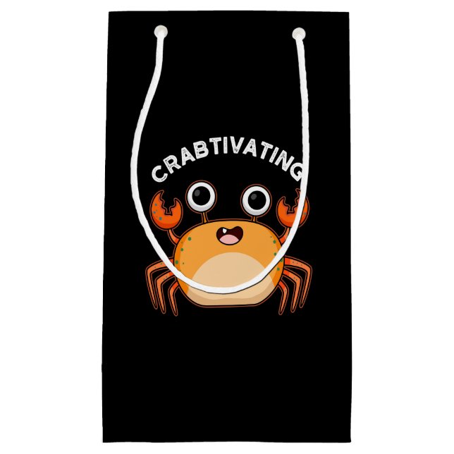 Petit Sac Cadeau Crabtivant Funny Crab Pun Dark BG (Devant)