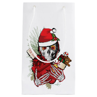 Petit Sac Cadeau Crâne de Noël