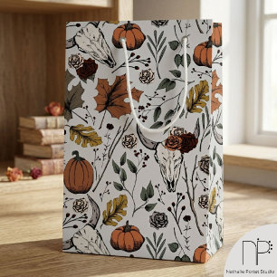 Petit Sac Cadeau Crâne de vache de la récolte d'automne occidental