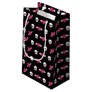 Petit Sac Cadeau Crânes et coeurs