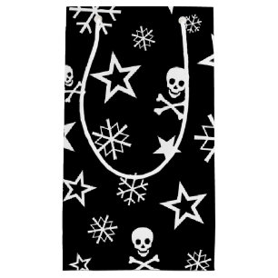 Petit Sac Cadeau Crânes et flocons de neige