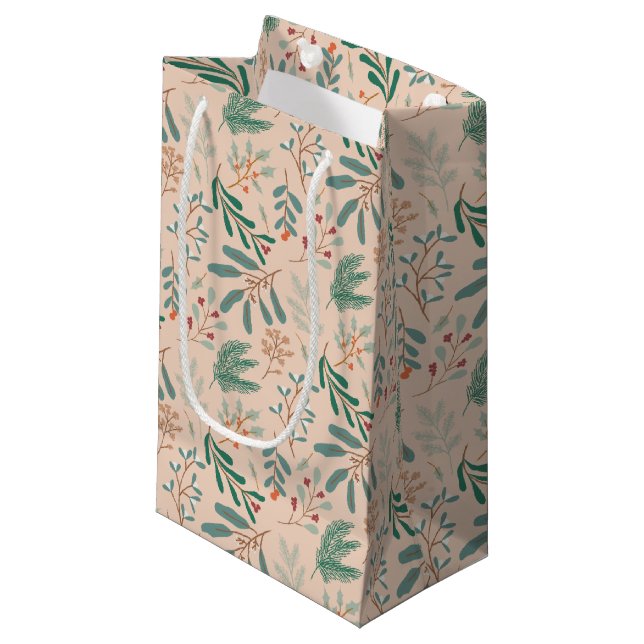 Petit Sac Cadeau Cream Rustic Winter Botanical (Devant Angle)