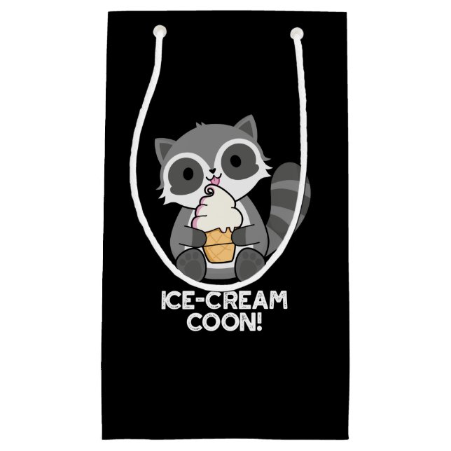 Petit Sac Cadeau Crème de glace Coon drôle animal Racoon jeu de cou (Devant)
