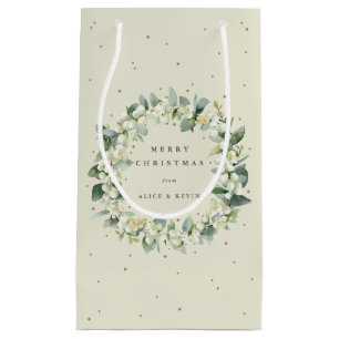 Petit Sac Cadeau Crème Snowberry+Eucalyptus Noël/Fêtes