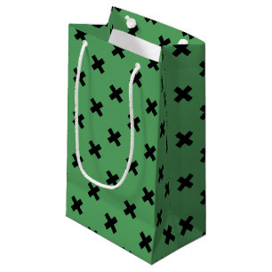 Petit Sac Cadeau Croix noire sur le vert