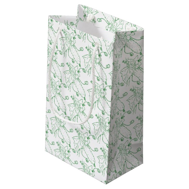 Petit Sac Cadeau Cucumer art vert et blanc (Dos Angle)