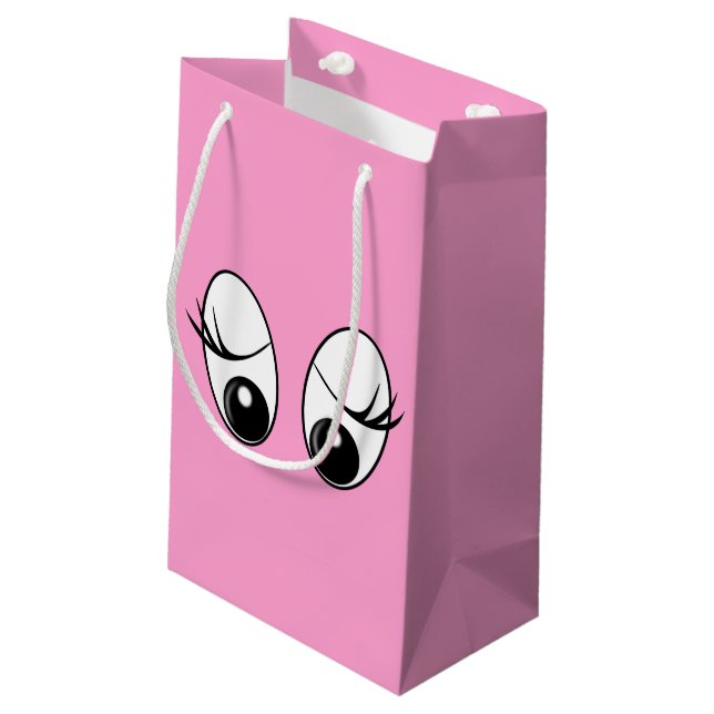 Petit Sac Cadeau Curious Eyes Funny Pink Cadeau - Personnalisable (Dos Angle)