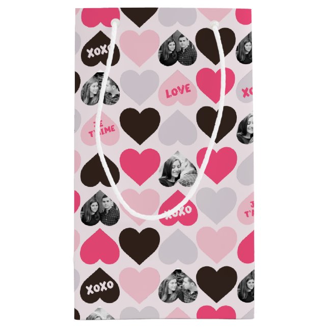 Petit Sac Cadeau Custom Valentine's Day Heart Photo Collage (Dos)