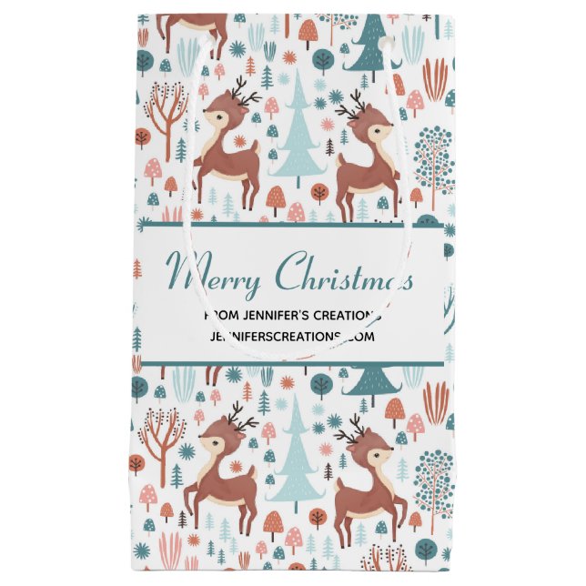 Petit Sac Cadeau Cute Deer in Whimsical Forest Motif Business (Devant)