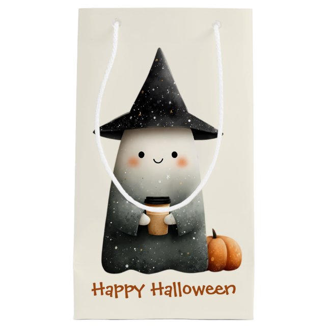 Petit Sac Cadeau Cute fantôme avec Halloween café (Devant)