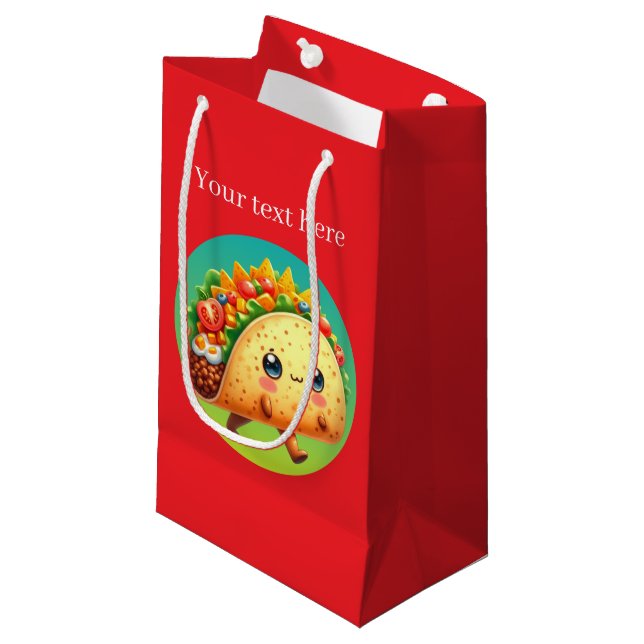 Petit Sac Cadeau Cute fête taco personnalisable (Devant Angle)