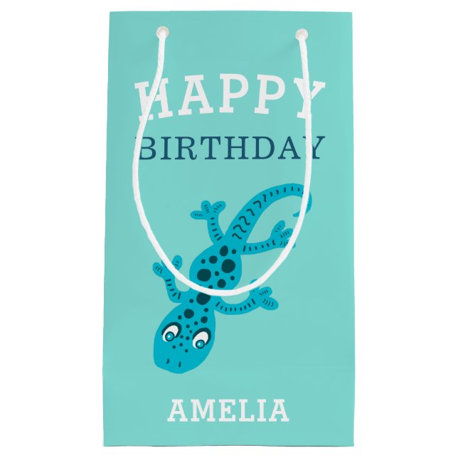 Petit Sac Cadeau Cute Gecko Lizard Blue Boy Anniversaire de enfant (Devant)