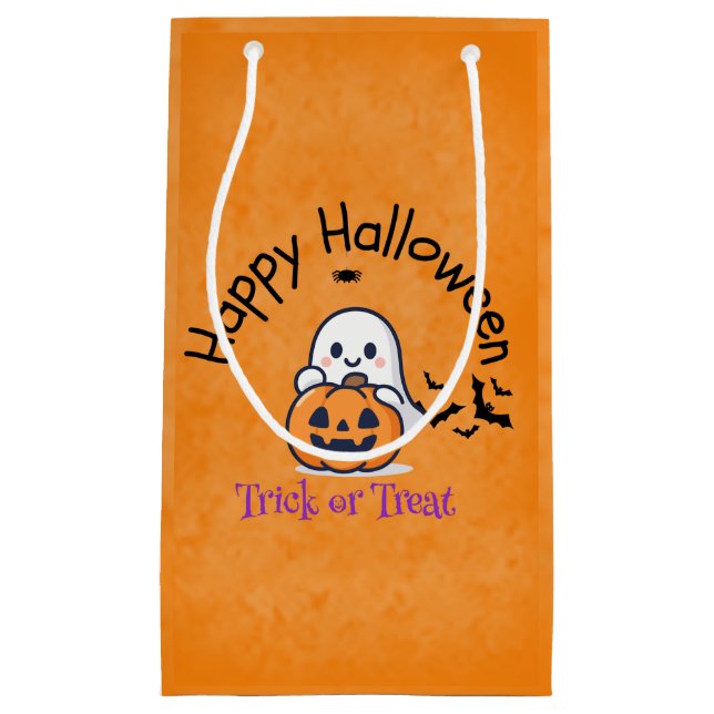 Petit Sac Cadeau Cute Ghost & Pumpkin Trick or Treat (Devant)